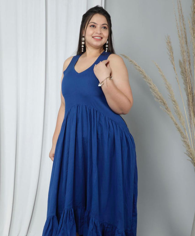 NOVA BLUE RESORT CURVY DRESS - Label Saasha