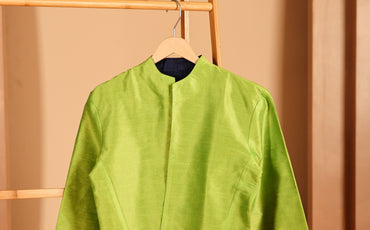 Add note of luxury with Label Saasha Raw Textured Silk Jacket