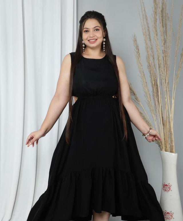 LARA BLACK BRUNCH CURVY DRESS - Label Saasha