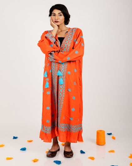 Tangerine Cosmos Bohemian Outwear - Label Saasha
