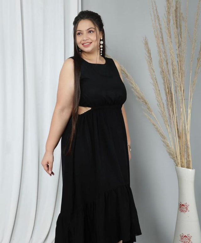 LARA BLACK BRUNCH CURVY DRESS - Label Saasha
