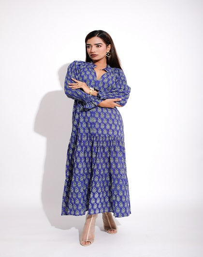 ANDROMEDA BLUE PRINT DRESS - Label Saasha