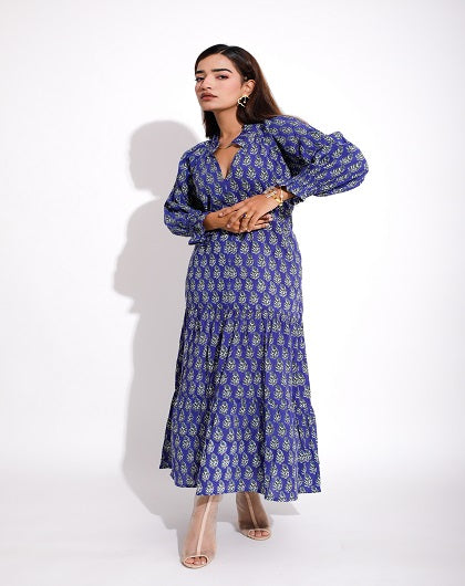 ANDROMEDA BLUE PRINT DRESS - Label Saasha