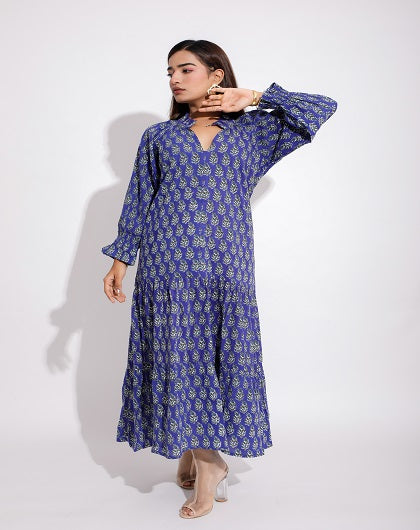 ANDROMEDA BLUE PRINT DRESS - Label Saasha