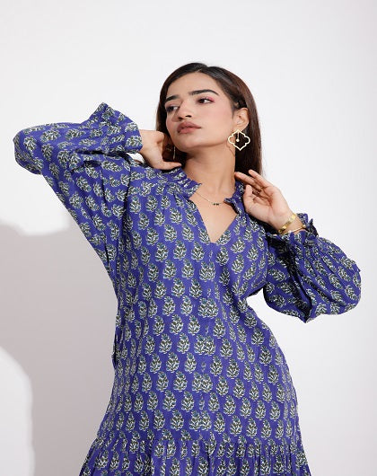 ANDROMEDA BLUE PRINT DRESS - Label Saasha