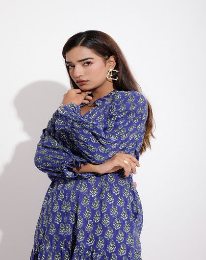 ANDROMEDA BLUE PRINT DRESS - Label Saasha