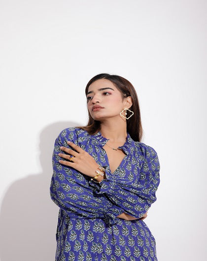 ANDROMEDA BLUE PRINT DRESS - Label Saasha
