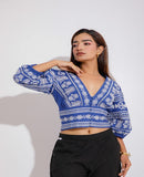Electric Blue Luxe Embroidered Top