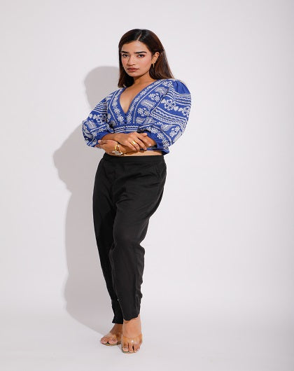 Electric Blue Luxe Embroidered Top