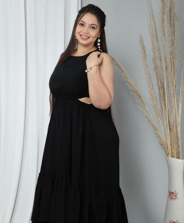 LARA BLACK BRUNCH CURVY DRESS - Label Saasha